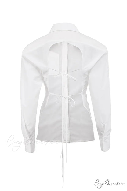 Blouse White Arm Shoulder Long Backless with Up Lace Pads