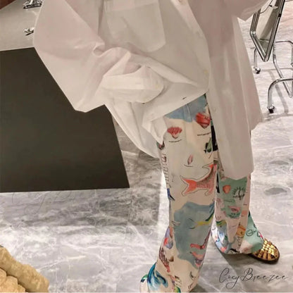 Blue Chic Embroidered Casual Japanese Trend Pant pant-250223