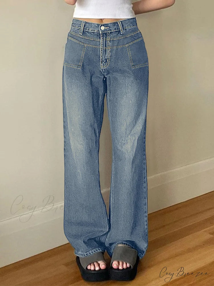 Blue Denim Graceful Cargo Mini Skirt Blue / S