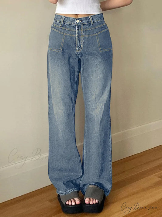 Blue Denim Graceful Cargo Mini Skirt Blue / S