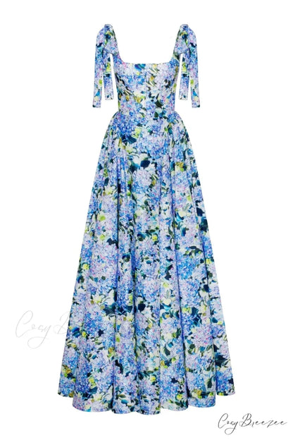 Blue Hydrangea Stylish Strapped Maxi Dress XXS / Blue Hydrangea