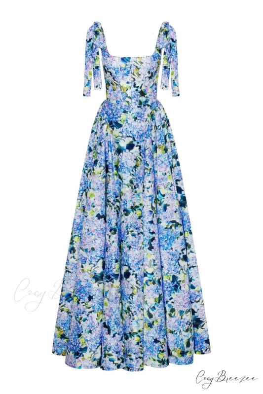 Blue Hydrangea Stylish Strapped Maxi Dress XXS / Blue Hydrangea