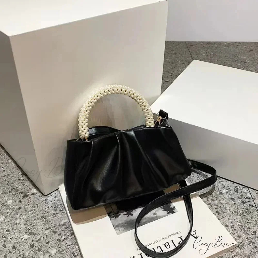 Blue Subaxillary Korean Fashion Shoulder Handbag Black handbag-250126