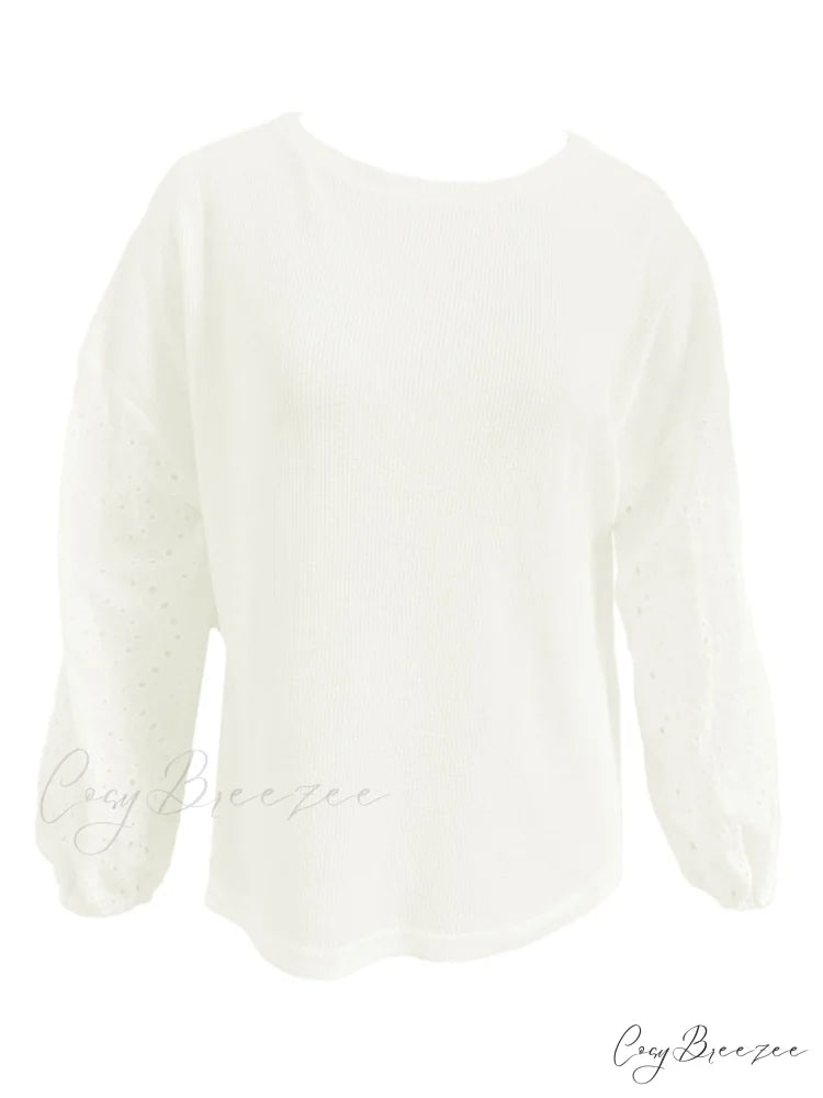 Boat with Openwork Dropped Blouse Neck Shoulders