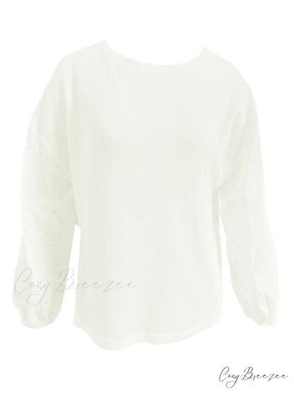 Boat with Openwork Dropped Blouse Neck Shoulders