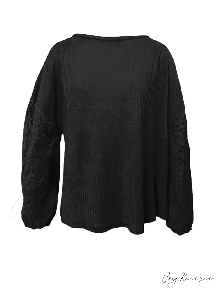 Boat with Openwork Dropped Blouse Neck Shoulders