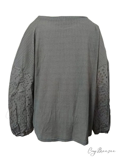 Boat with Openwork Dropped Blouse Neck Shoulders