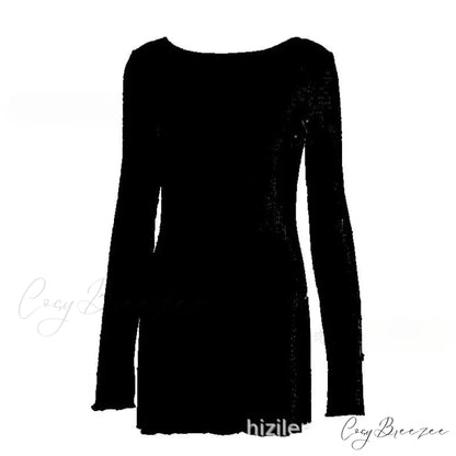 Bodycon Long Sleeve Mini Dress Black / S