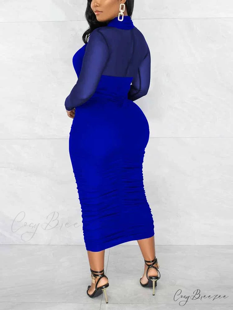 Bodycon Long Sleeve Trendy Ruffle Mini Dress