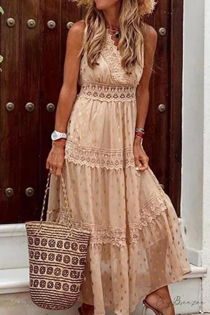 Bohemian Beach Graceful Maxi Dress Beige / S