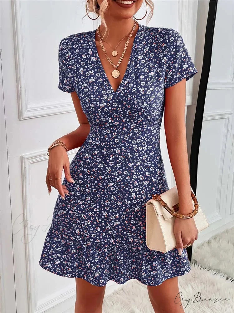 Bohemian Flower Summer Short Women Boho Dress