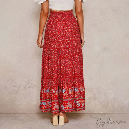 Bohemian Lace High Waist Slim Floral Skirt skirt-250126