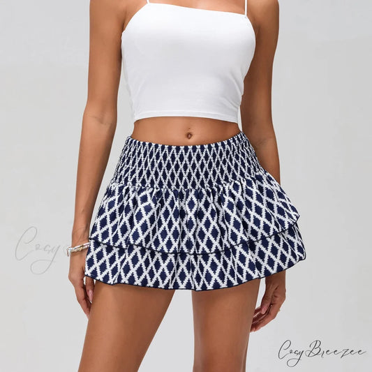 Bohemian Stacked Ruffle Skirt DEEP BLUE / S skirts-250223