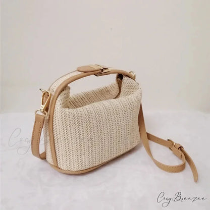Bohemian Straw Crossbody Bucket Beach Handbag khaki / 20x11x12cm handbag-250126
