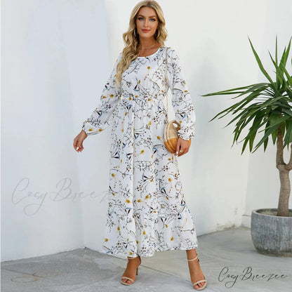 Bohemian Womens Chiffon Floral Maxi Dress cloro11 / S oldfloraldress-250126