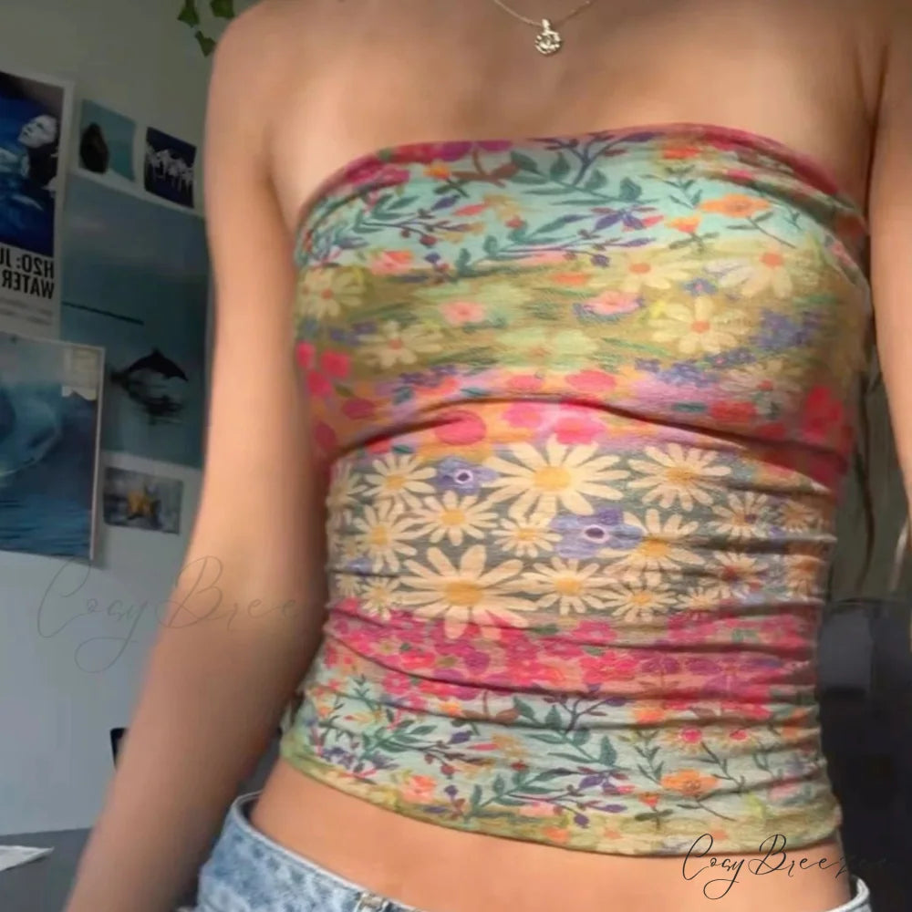 Boho Bandeau Off-Shoulder Preppy Tube Crop Top croptop-250126