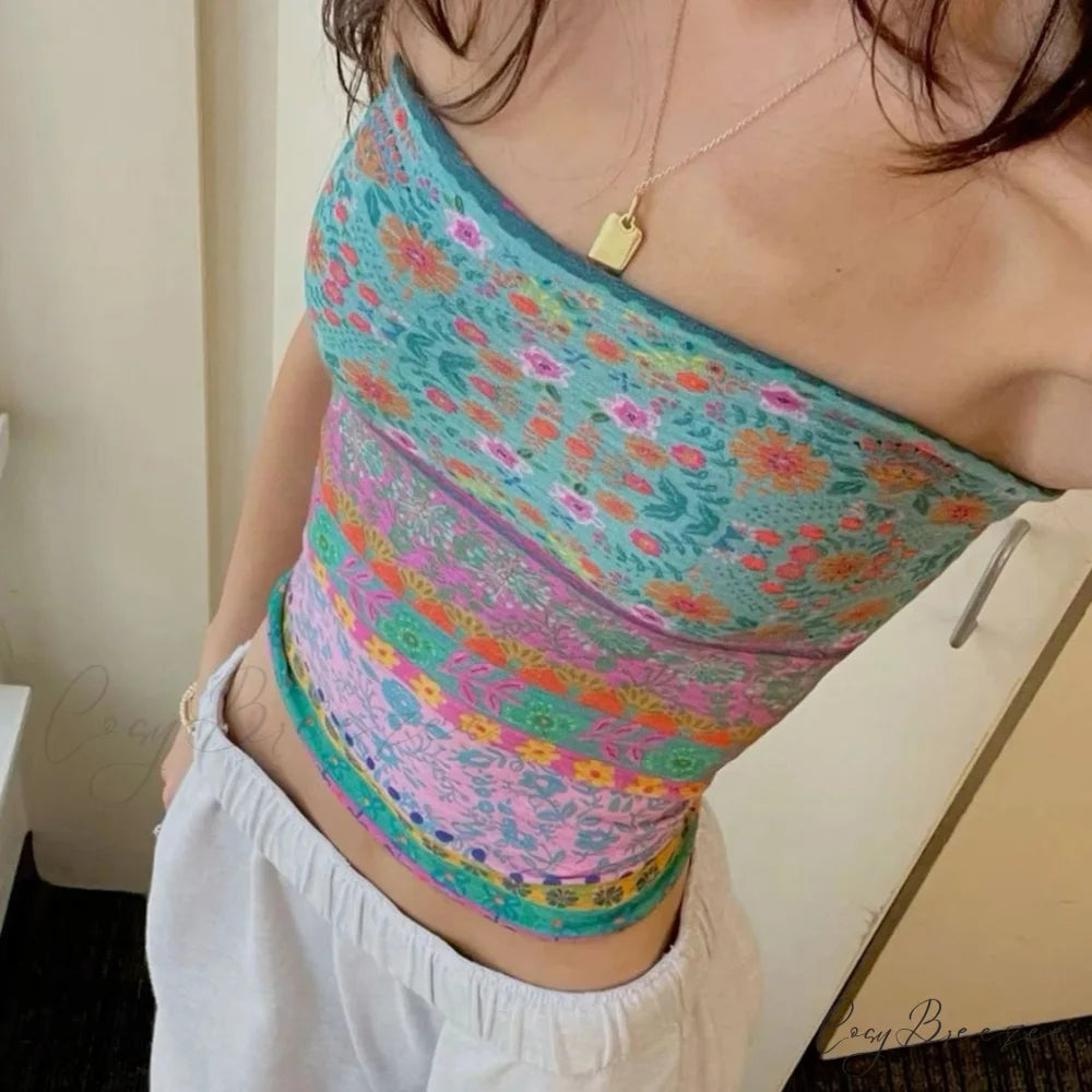 Boho Bandeau Off-Shoulder Preppy Tube Crop Top croptop-250126