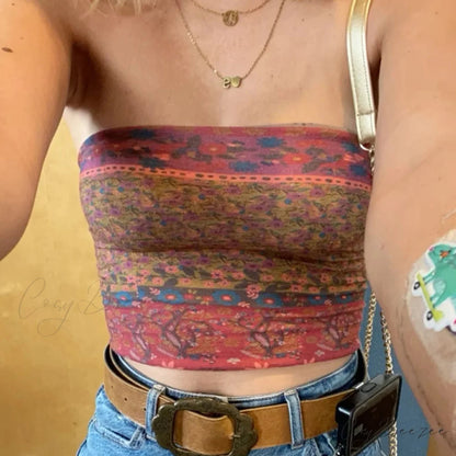 Boho Bandeau Off-Shoulder Preppy Tube Crop Top croptop-250126