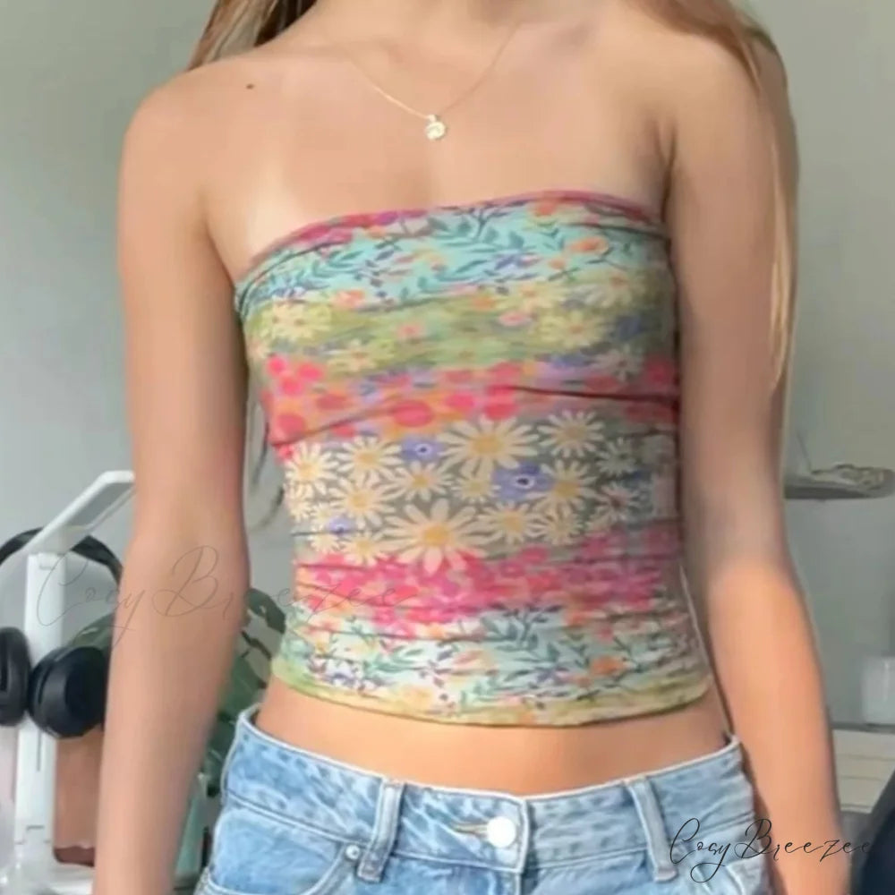 Boho Bandeau Off-Shoulder Preppy Tube Crop Top croptop-250126