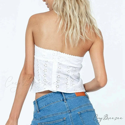 Boho Floral Hollow Crop Top croptop-250223