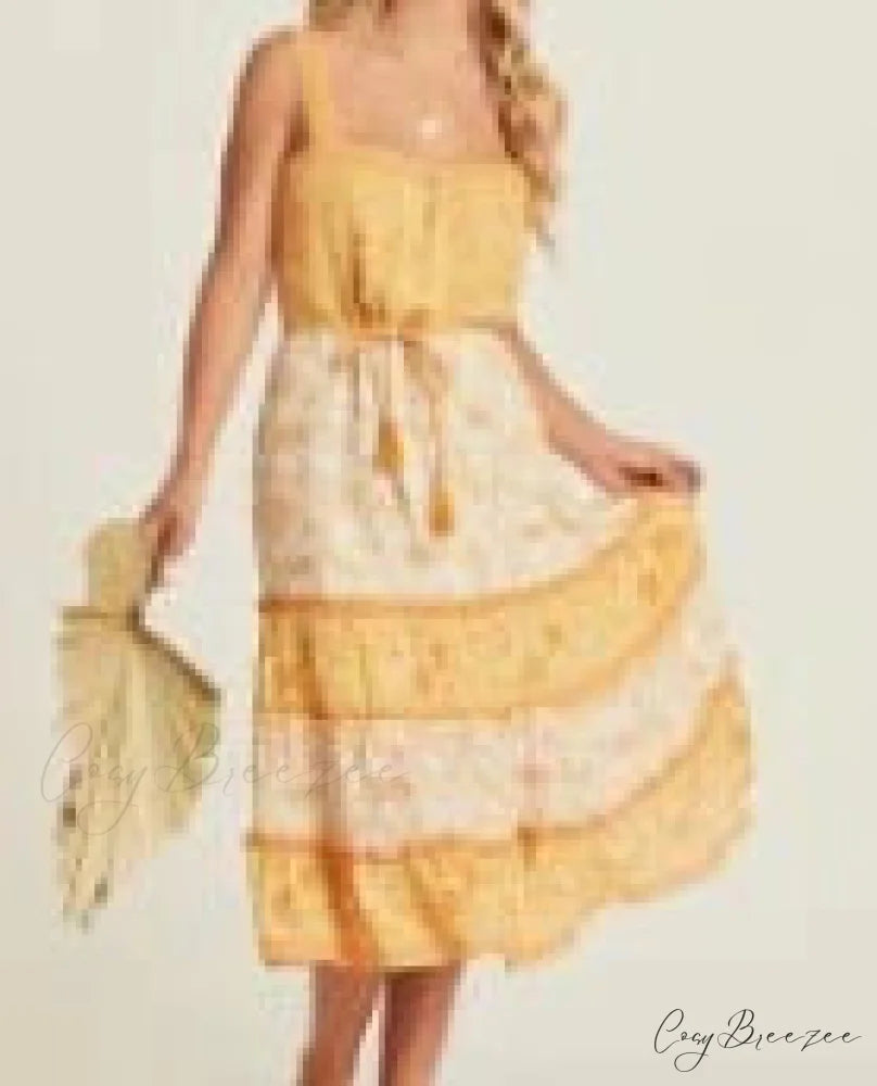 Boho Sundress Sexy Sleeveless Strap Rayon Floral Beach Dress bohodress-250126