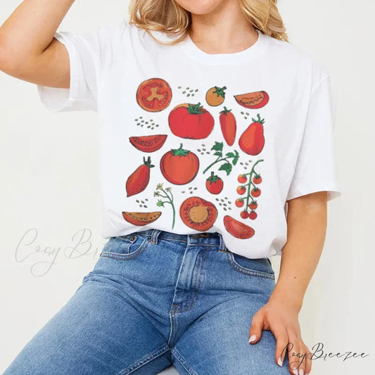 Boho Tomato Botanical Garden Tee WHITE / S t-shirt-250223