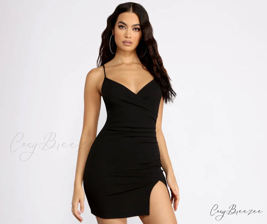 Bold Bombshell Stylish Mini Dress BLACK / XS