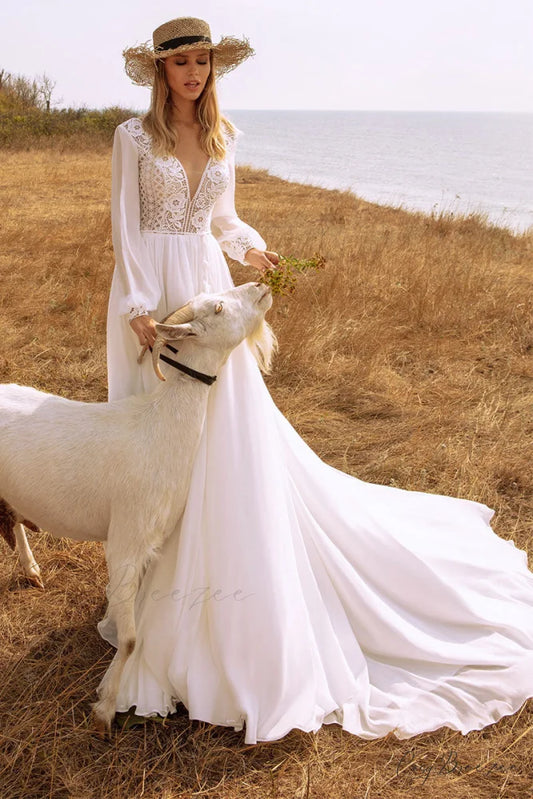 Bonaire Lace Graceful Chiffon Bridal Gown White / 2