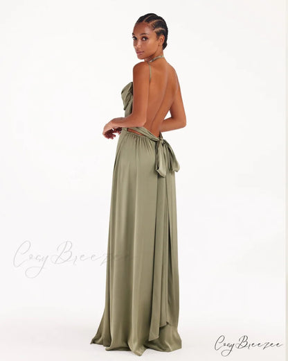 Boudoir Olive Stylish Silk Slip Dress M / Olive