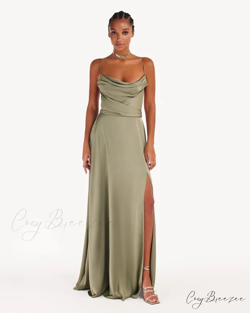 Boudoir Olive Stylish Silk Slip Dress XS / Olive