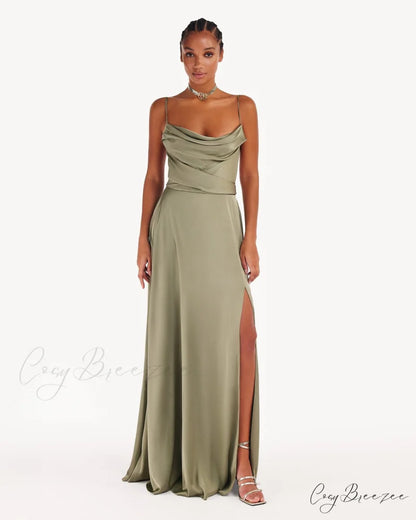 Boudoir Olive Stylish Silk Slip Dress XS / Olive