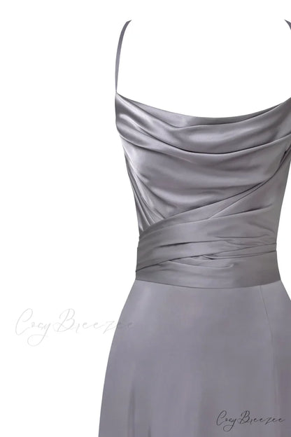 Boudoir Silver Stylish Silk Slip Dress L / Silver