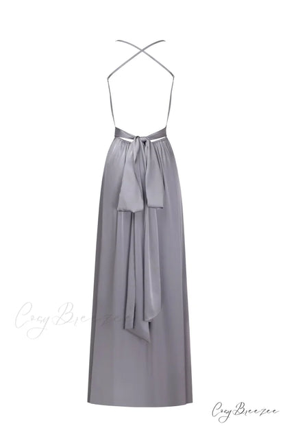 Boudoir Silver Stylish Silk Slip Dress S / Silver
