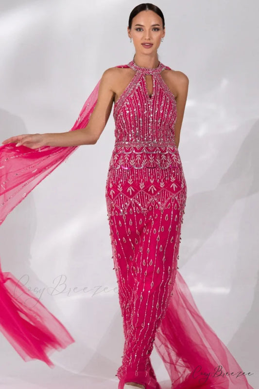 Bound for Romance Trendy Beaded Maxi Dress Fuchsia / 2