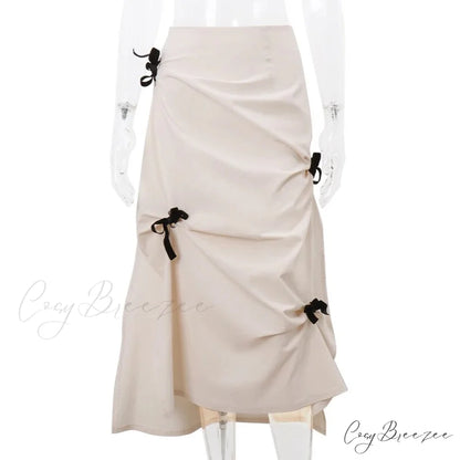 Bow Applique Stylish Long Skirt