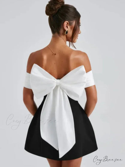 Bow Decoration Mini Party Dress