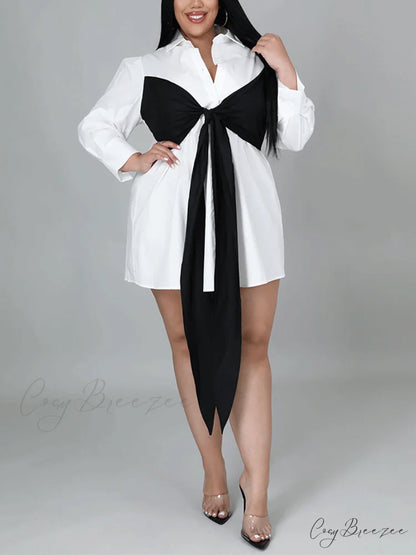 Bow Embellish Cutout Trendy Black Mini Dress