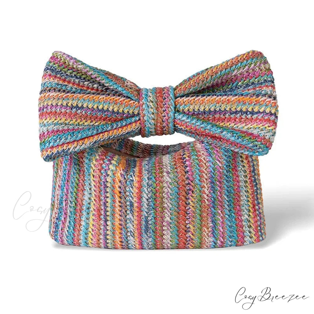 Bow Handbag Straw Clutch (20cm / Multicolor wristlet-250126