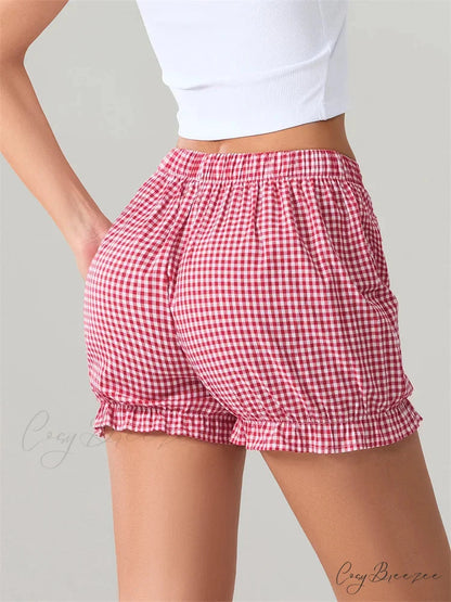 Bow Plaid Dots Bloomer Shorts short-250223