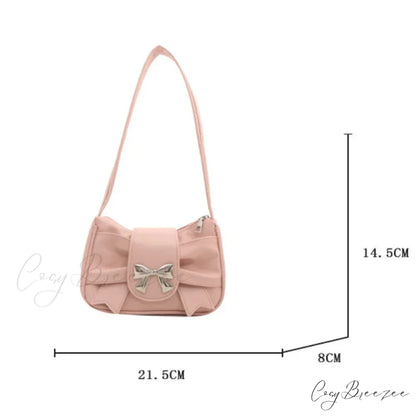 Bow PU Leather Casual Handbag shoulder-250126