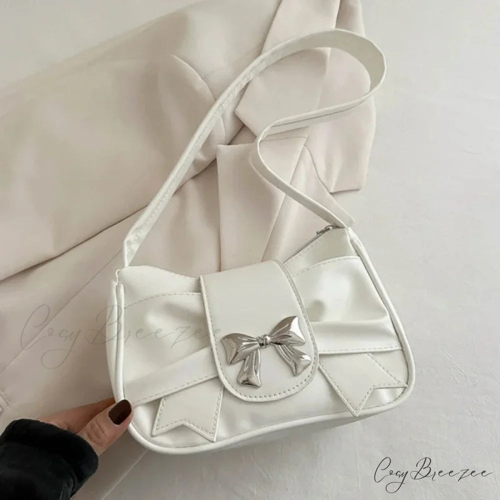 Bow PU Leather Casual Handbag shoulder-250126