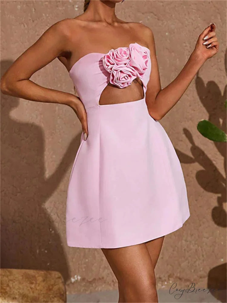 Bow Square-Neck Mini Dress minidress-250223
