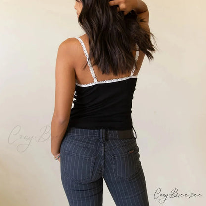 Bow V-Neck Spaghetti Crop Top croptop-250223