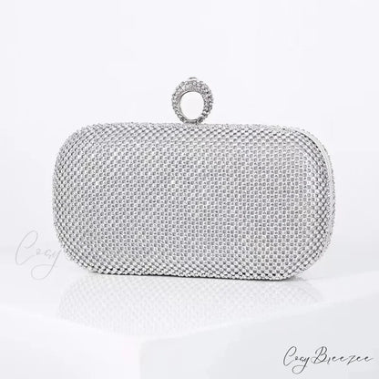 Bridal Crystal Gold Evening Clutch M / Silver wristlet-250126