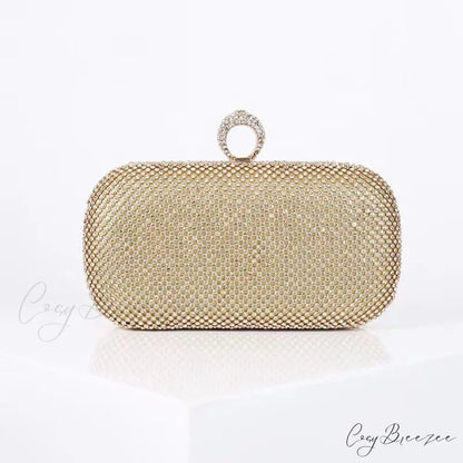 Bridal Crystal Gold Evening Clutch M / Gold wristlet-250126