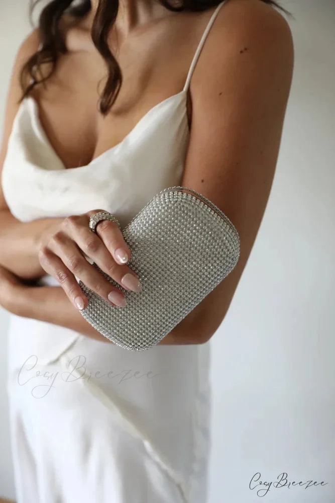Bridal Crystal Gold Evening Clutch wristlet-250126