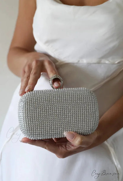 Bridal Crystal Gold Evening Clutch wristlet-250126