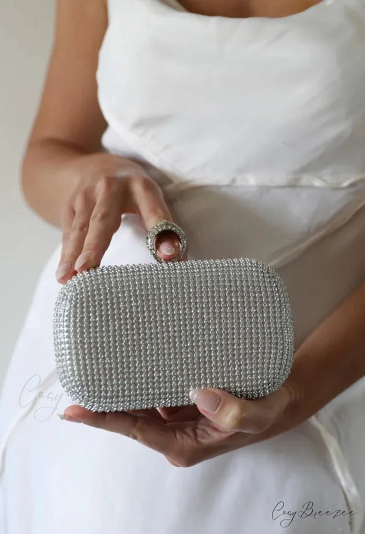 Bridal Crystal Gold Evening Clutch wristlet-250126