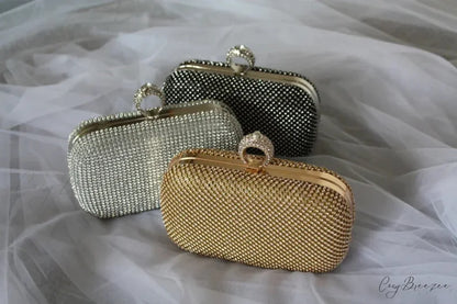Bridal Crystal Gold Evening Clutch wristlet-250126
