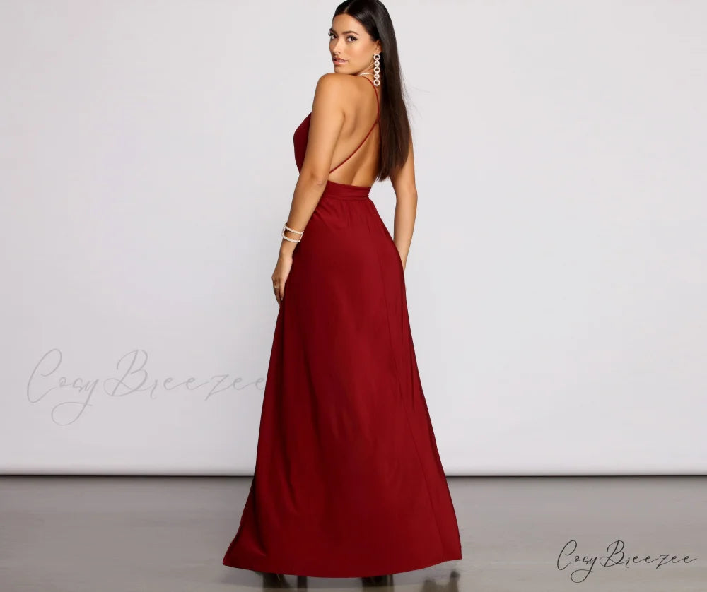 Brie Double Slit Charming A-Line Formal Dress